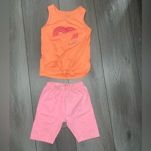 Jumping Beans Coral Tank Top with Heart Design & Freestyle Neon Pink Shorts
